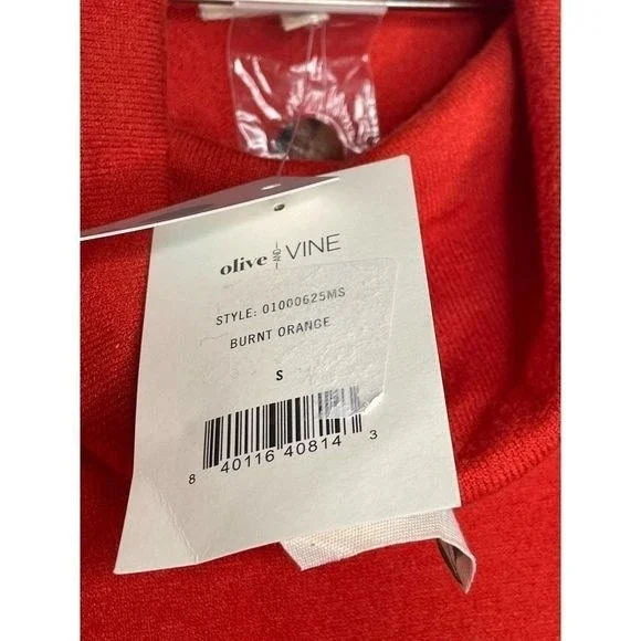 Olive and Vine Burnt Orange Beatie Button Detail Cowl Neck Sweater Size S - Picture 7 of 8